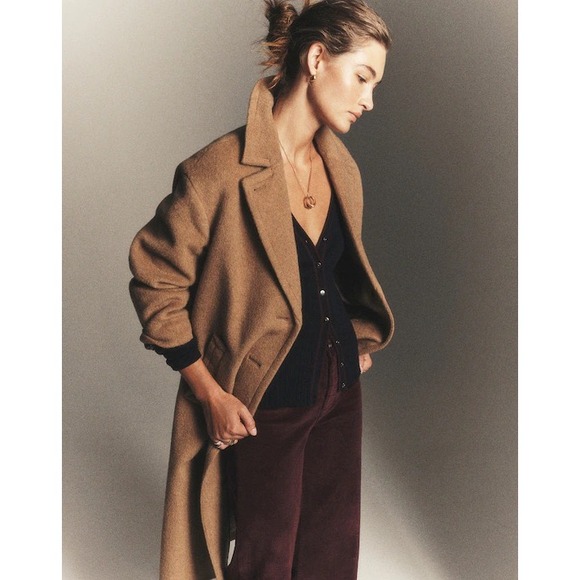 Madewell The Alonzo Coat NWT Camel Wool Blend Long Topcoat Women's Size Large - Picture 5 of 13